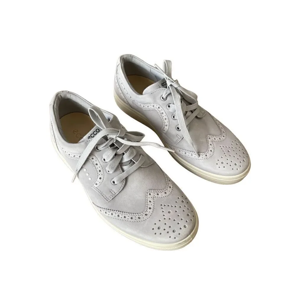 Ecco Mens Gray Wingtip Casual Hybrid Lace Up Golf Sneaker Shoes Size 43